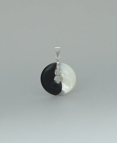 Sterling Silver Yin Yang Pendant with Mother of Pearl and Black Onyx - Charms & Pendants
