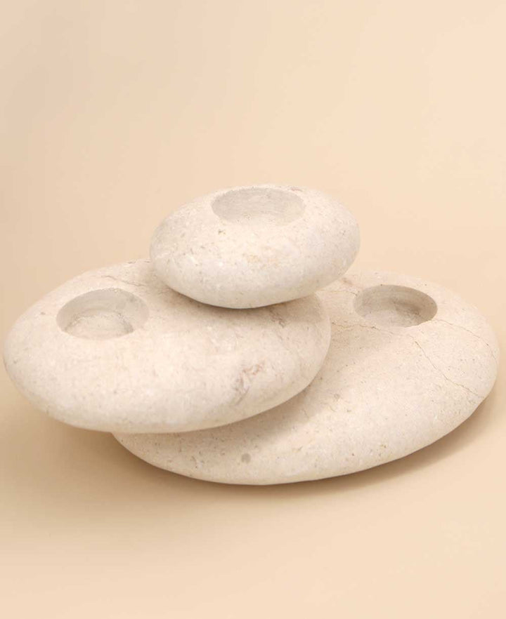 Stone Finish Cairn Tealight Candle Holder - Candle Holders