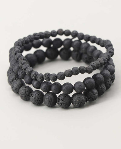 Stretch Lava Beads Adjustable Bracelet - Bracelets 4mm