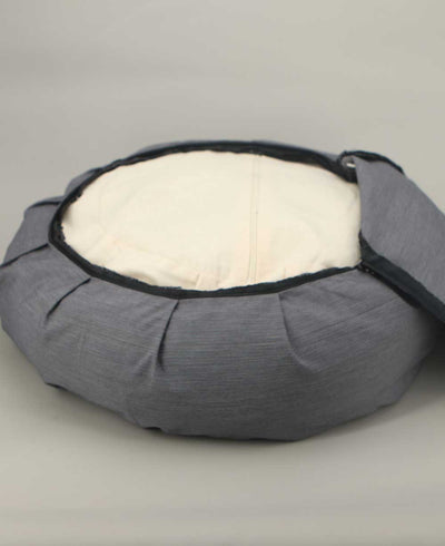 Striped Zafu Cushion – Grey and White - Massage Cushions