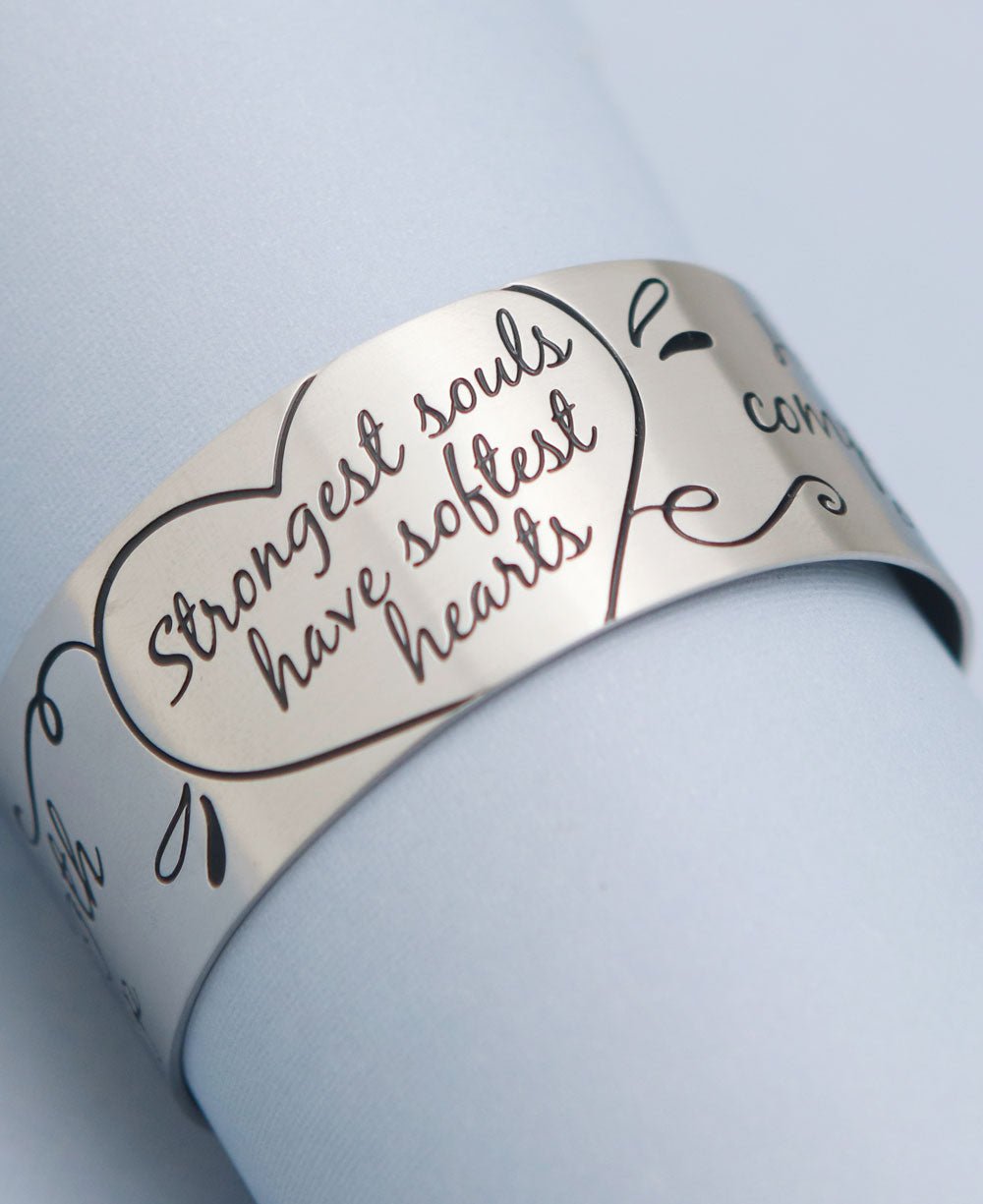 Strongest Souls Have Softest Hearts Inspirational Cuff Bracelet - Bracelets