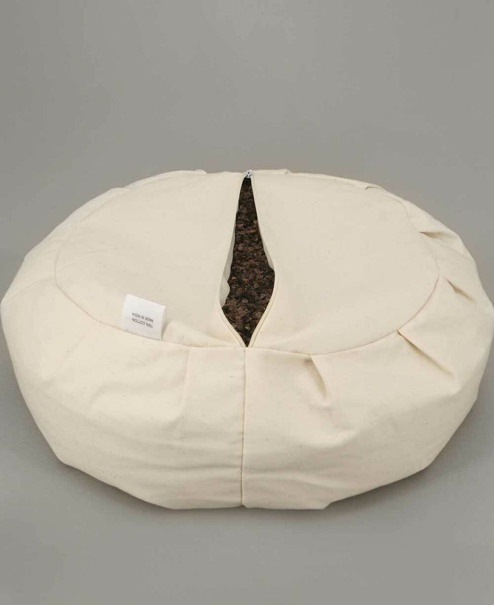 Temple Zafu Meditation Cushion in Brocade - Massage Cushions Cream