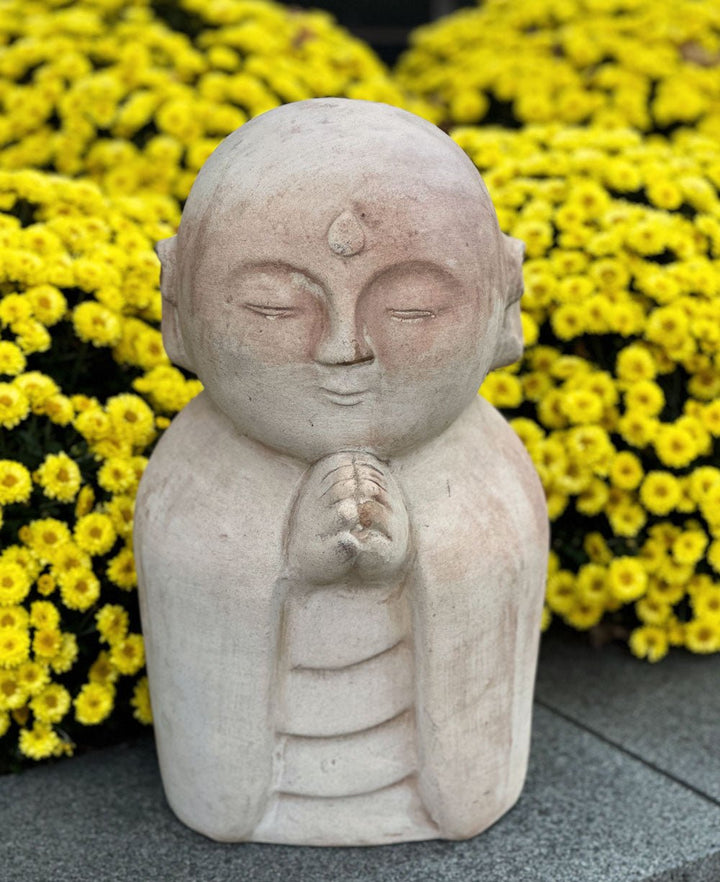 Terracotta Baby Monk Garden Statue: Serene Blessings in Earthen Beauty -