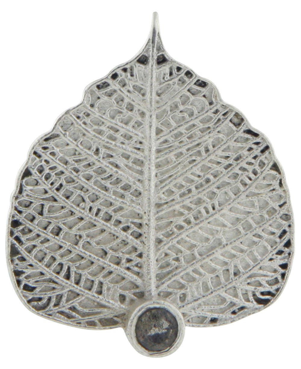 Textured Bodhi Leaf Pendant, Sterling Silver with Labradorite - Charms & Pendants