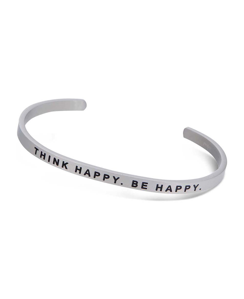 Think Happy, Be Happy Engraved Cuff Bracelet - Bracelets