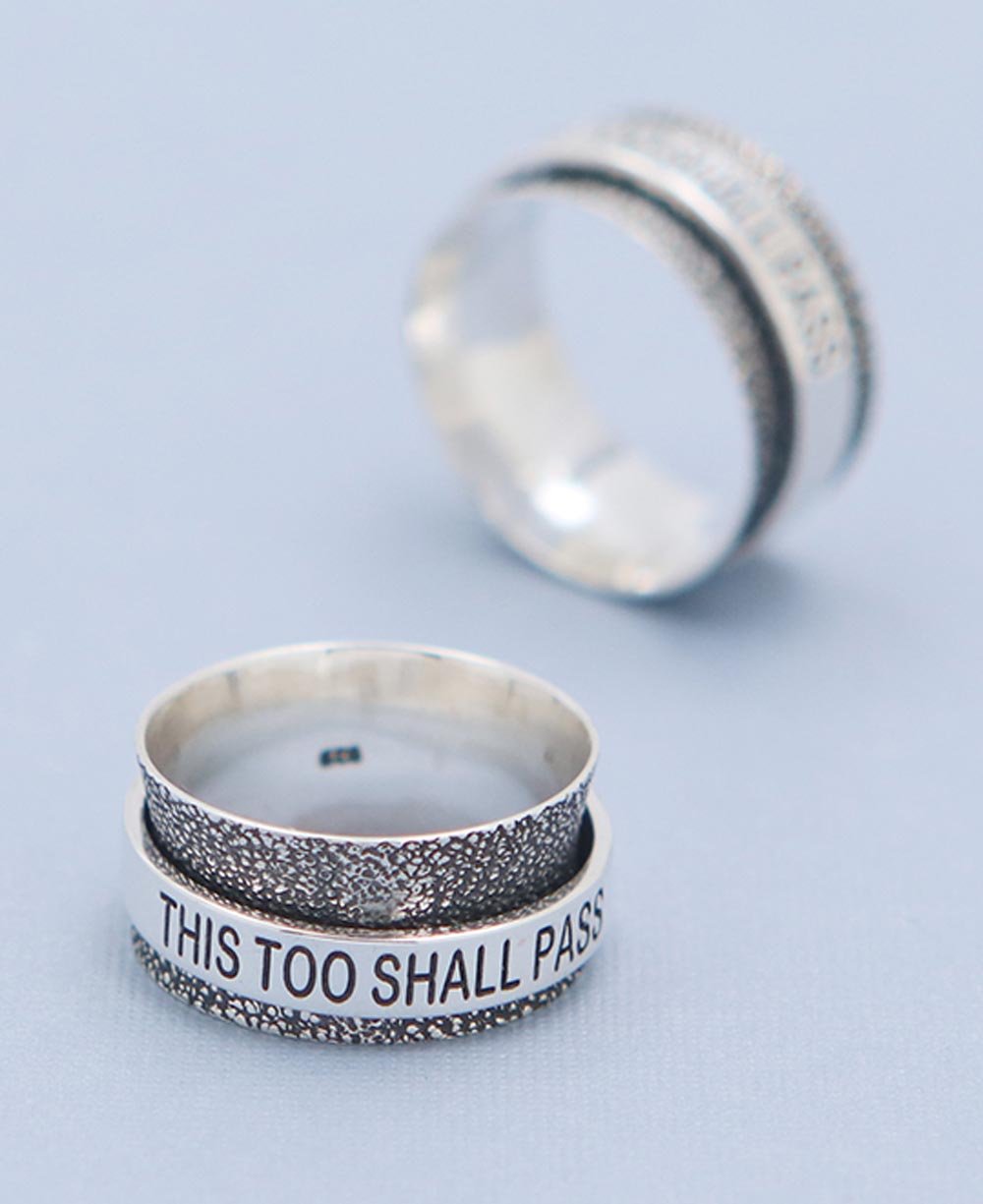 This Too Shall Pass Spinning Meditation Ring - Rings Size 6