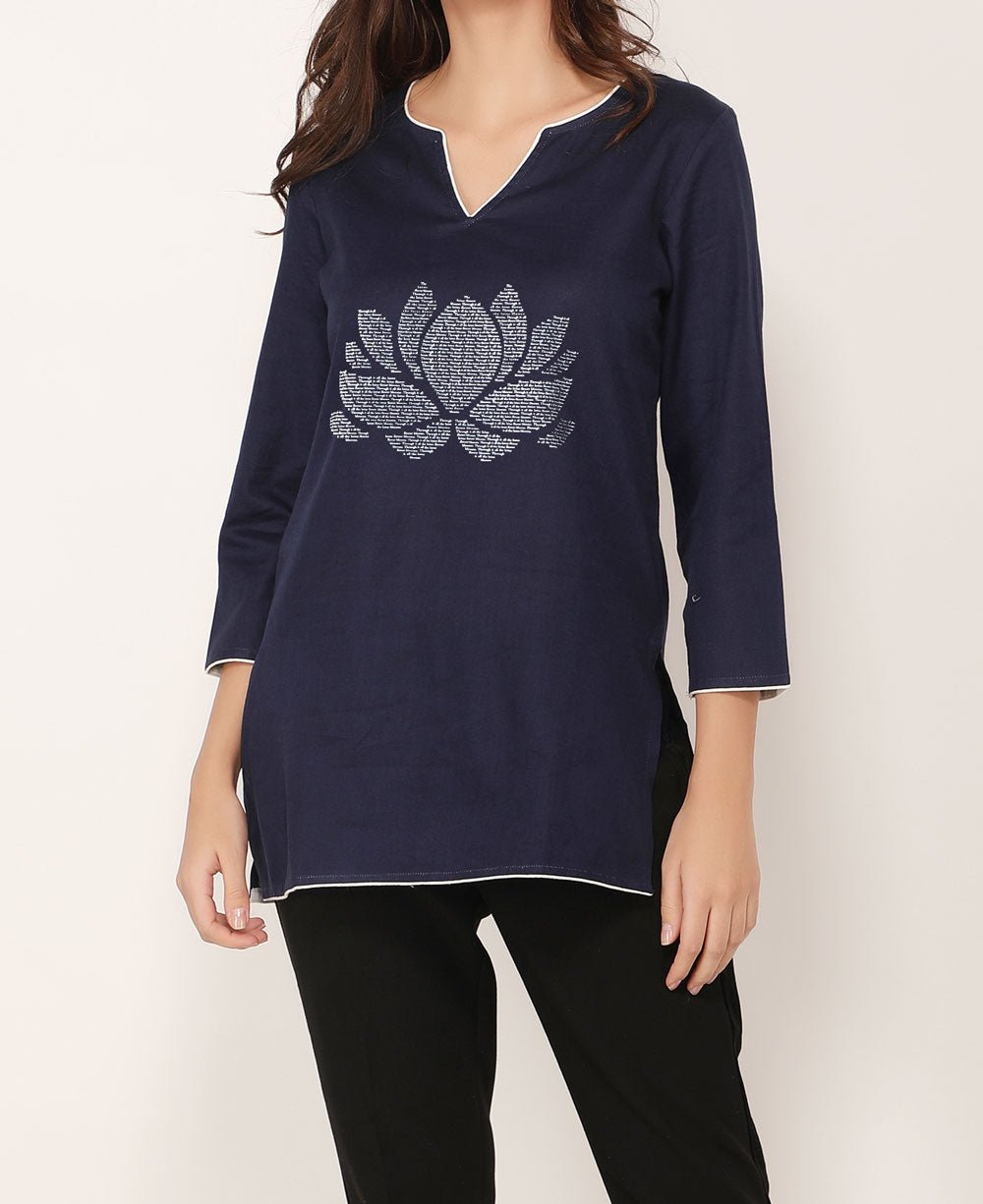 Through It All The Lotus Flower Bloom Blue Tunic Top - Shirts & Tops S