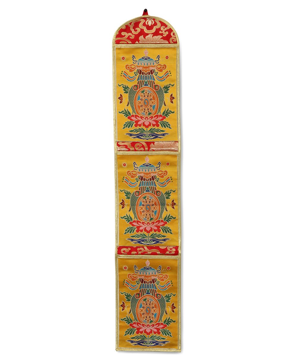 Tibetan Auspicious Symbols Brocade Letter Holder Or Wall Banner - Storage & Organization