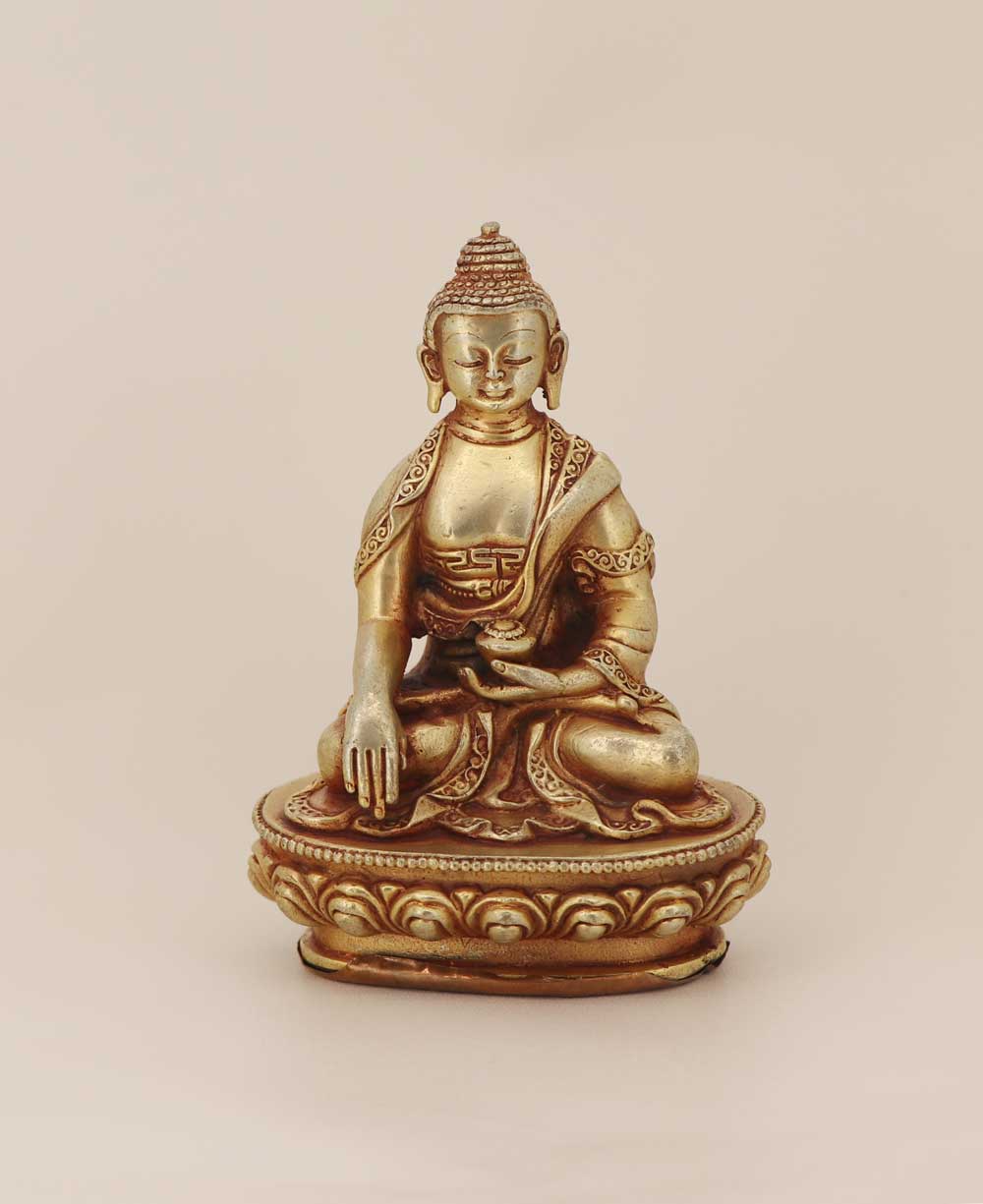 Tibetan Gold Plated Copper Brass Alloy Intricate Shakyamuni Buddha Statue - Sculptures & Statues