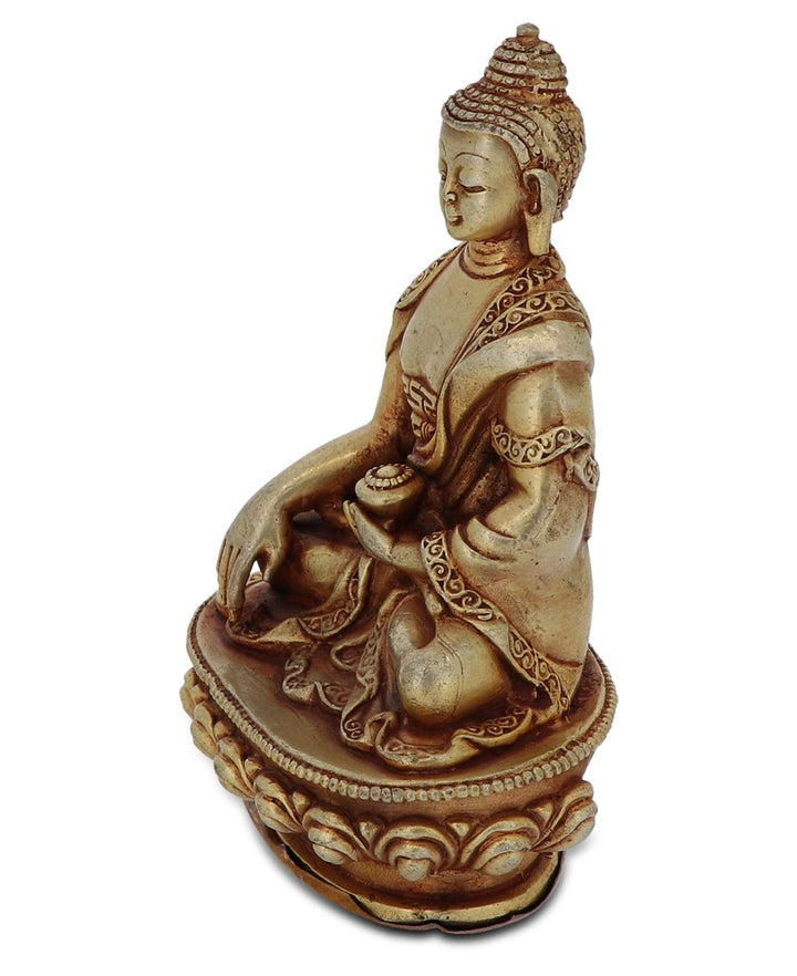 Tibetan Gold Plated Copper Brass Alloy Intricate Shakyamuni Buddha Statue - Sculptures & Statues