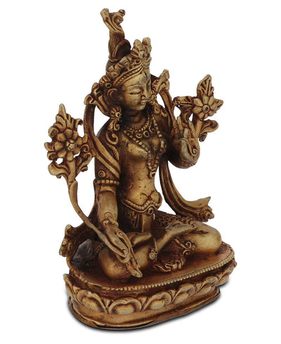 Tibetan Gold Plated Copper Brass Alloy Intricate White Tara Statue - Sculptures & Statues