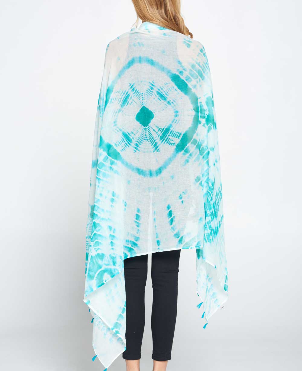 Tie and Dye Sheer Cotton Summer Scarf in Sea Green - Scarves