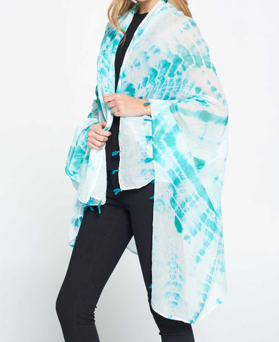 Tie and Dye Sheer Cotton Summer Scarf in Sea Green - Scarves