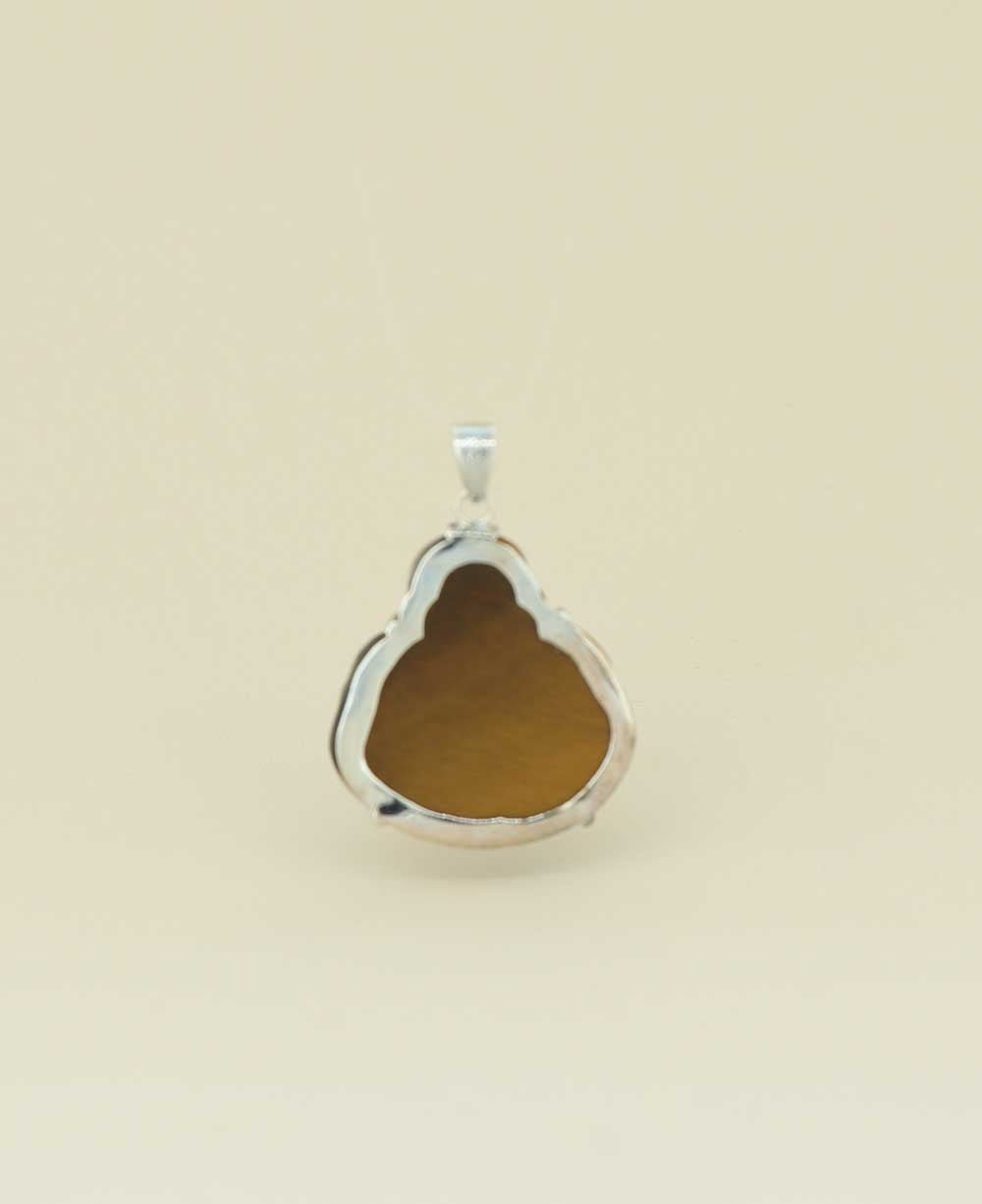 Tiger's Eye and Sterling Silver Happy Buddha Pendant - Charms & Pendants