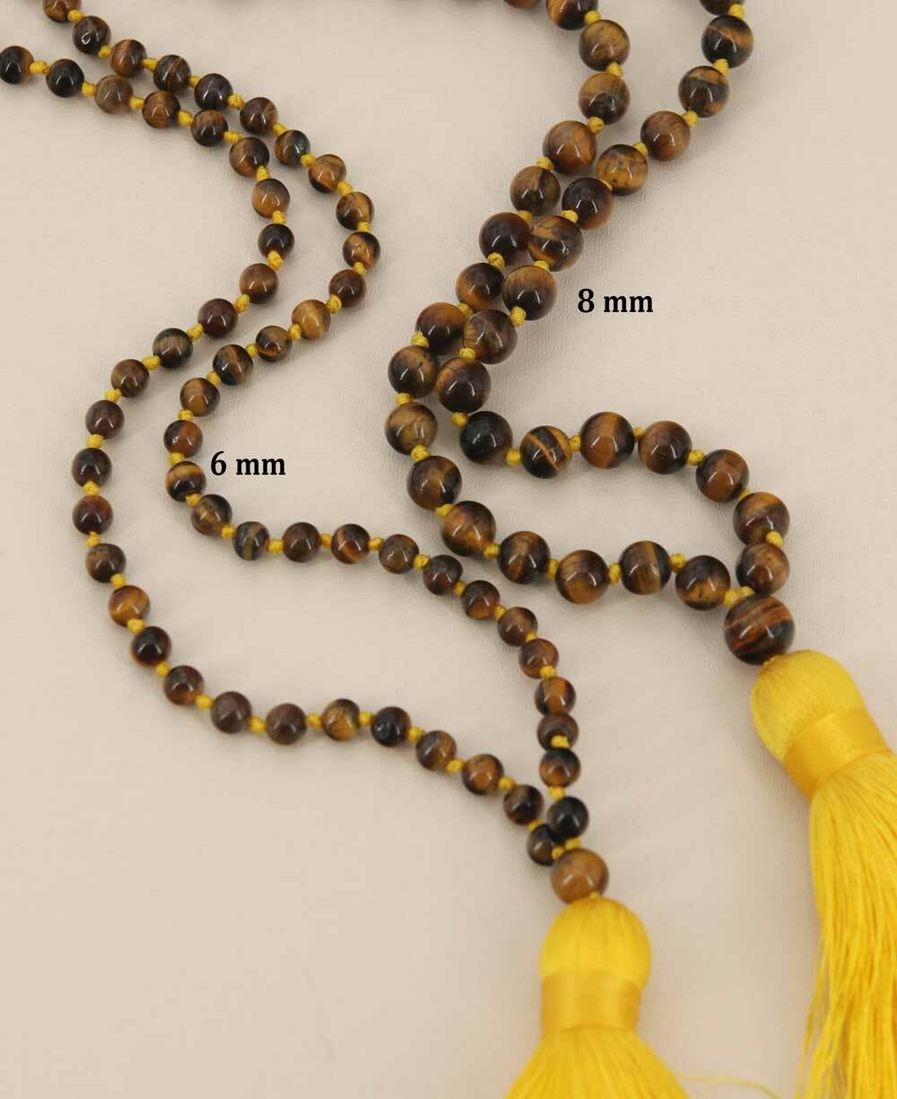 Tiger's Eye Meditation Mala, Knotted 108 Beads - Prayer Beads 6mm