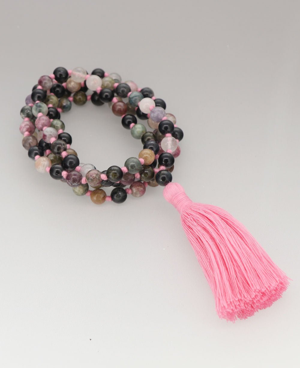 Tourmaline 108 Beads Meditation Mala, Knotted - Prayer Beads