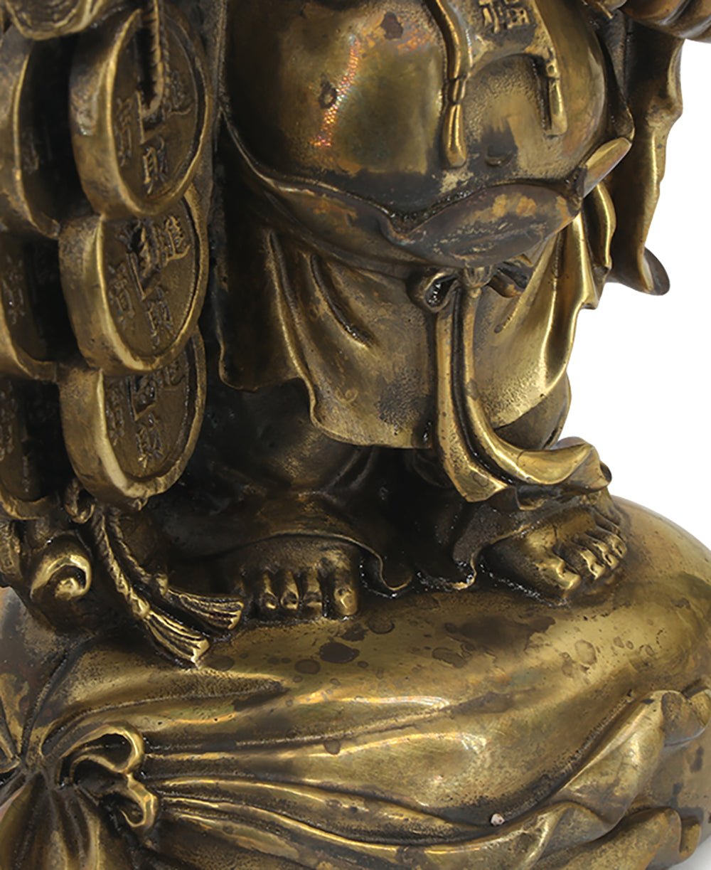 Traditional Bronze Casting Happy Buddha Wandering Monk Statue - Sculptures & Statues