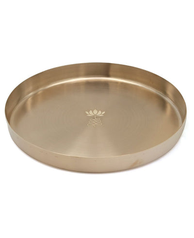 Traditional Kansa Prayer Plate with Lotus Design - Dinnerware