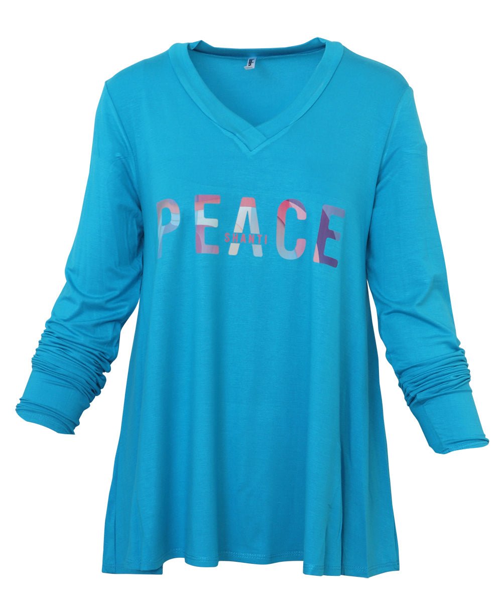 Tranquility Tunic Top with Peace, Shanti Inspirational Design - Shirts & Tops S