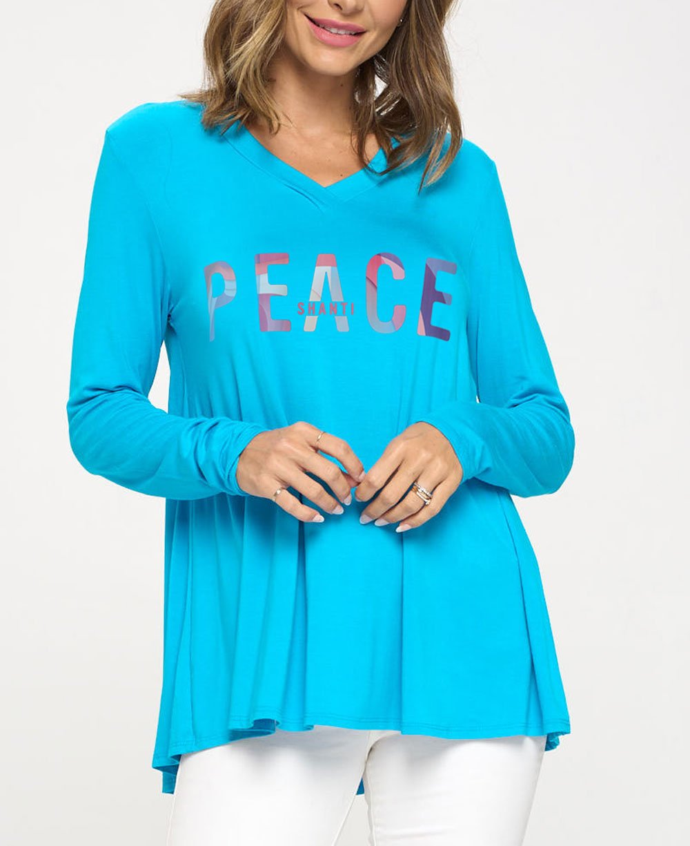 Tranquility Tunic Top with Peace, Shanti Inspirational Design - Shirts & Tops S