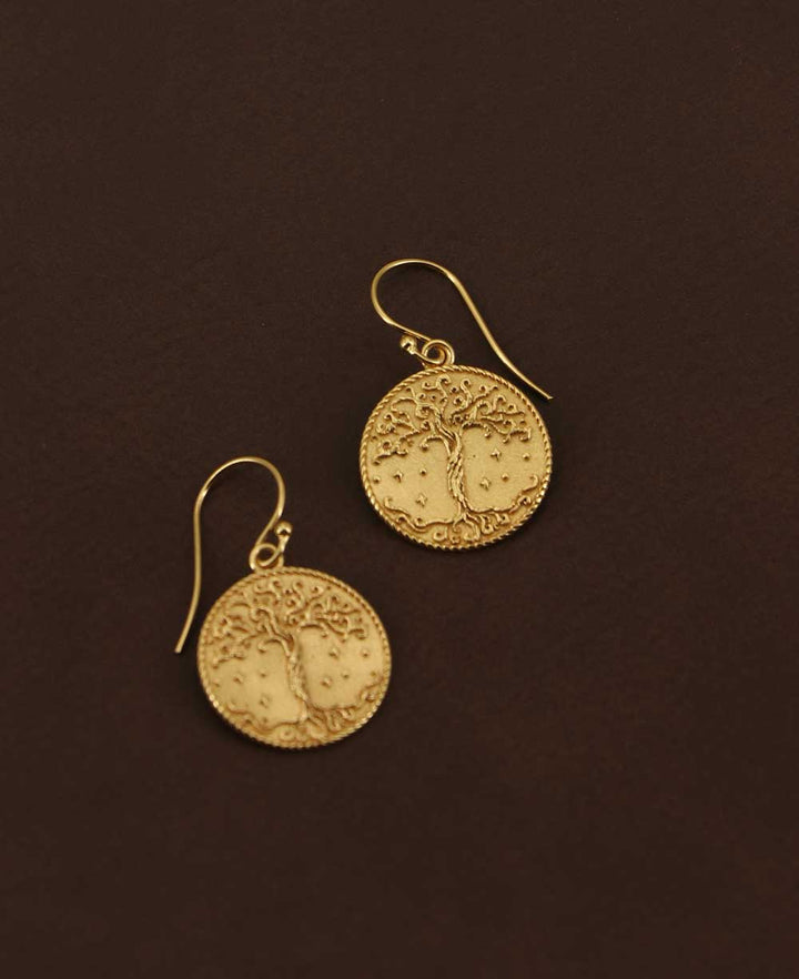 Tree of Life Design Gold Plated Earrings - Earrings