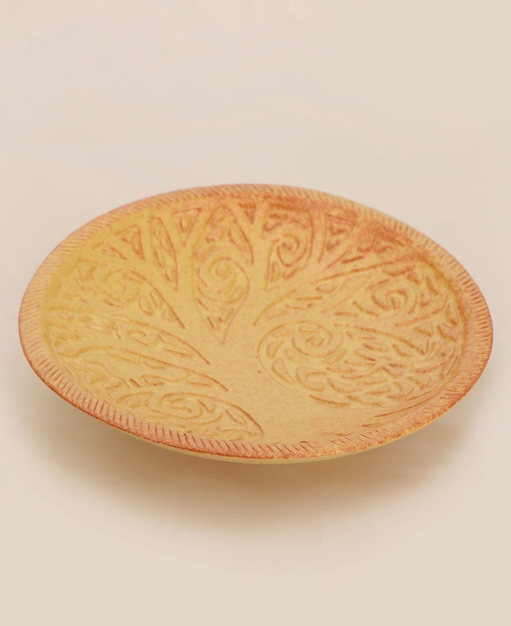 Tree of Life Earthenware Ceramic Dish, Multipurpose Catch-All Bowl or Wall Hanging Decor - Posters, Prints, & Visual Artwork Yellow