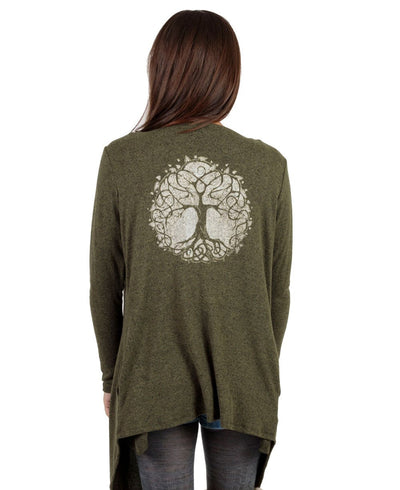 Tree of Life Fleecy Yoga Cardigan - Kimono Outerwear