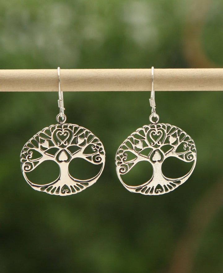 Tree of Life, Love, and Hearts Sterling Silver Earrings - Earrings