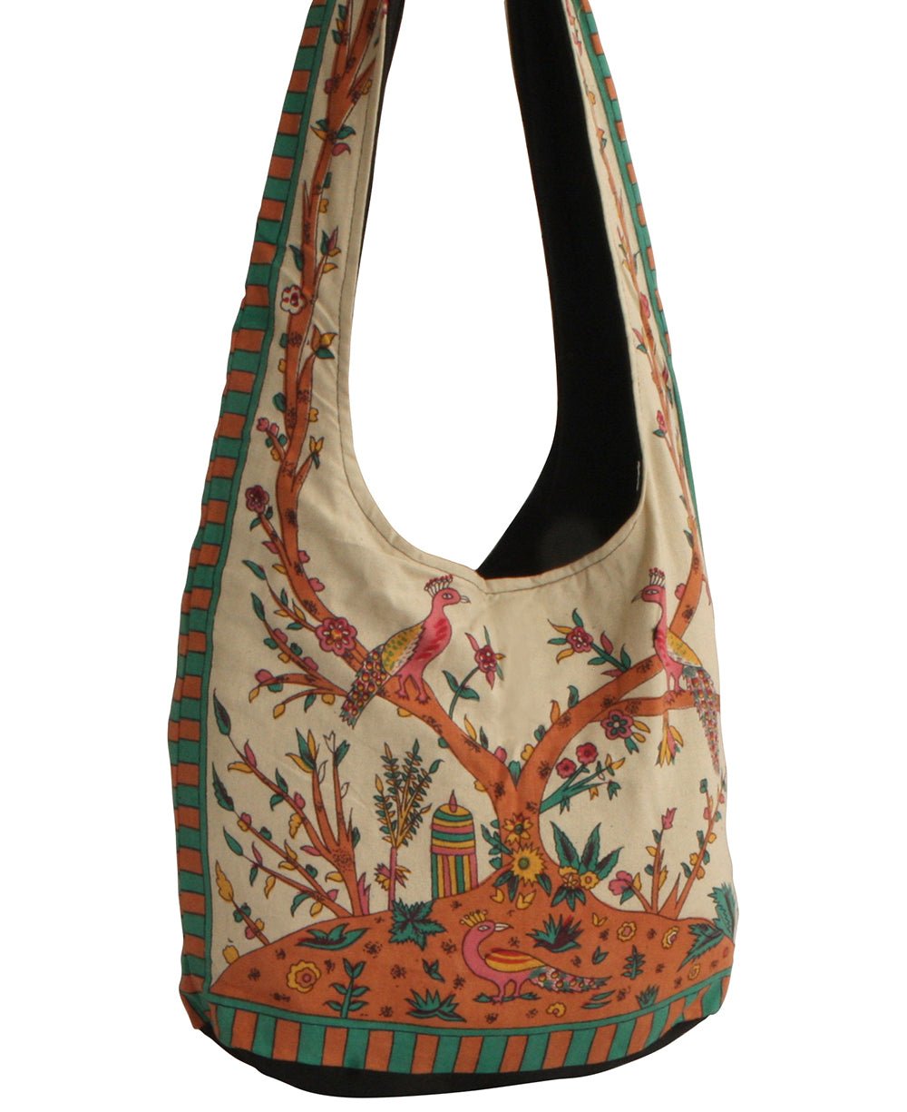 Buddha Groove Tree of Life Messenger Bag in Beige and Green
