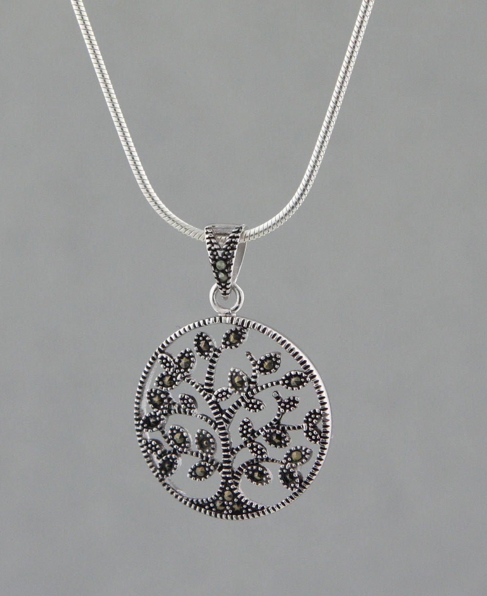 Tree of Life Pendant, Marcasite and Sterling Silver - Charms & Pendants