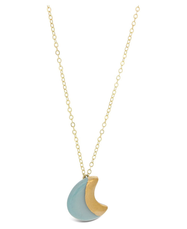 Trust Your Journey Lunar Dainty Porcelain Necklace - Necklaces Aqua