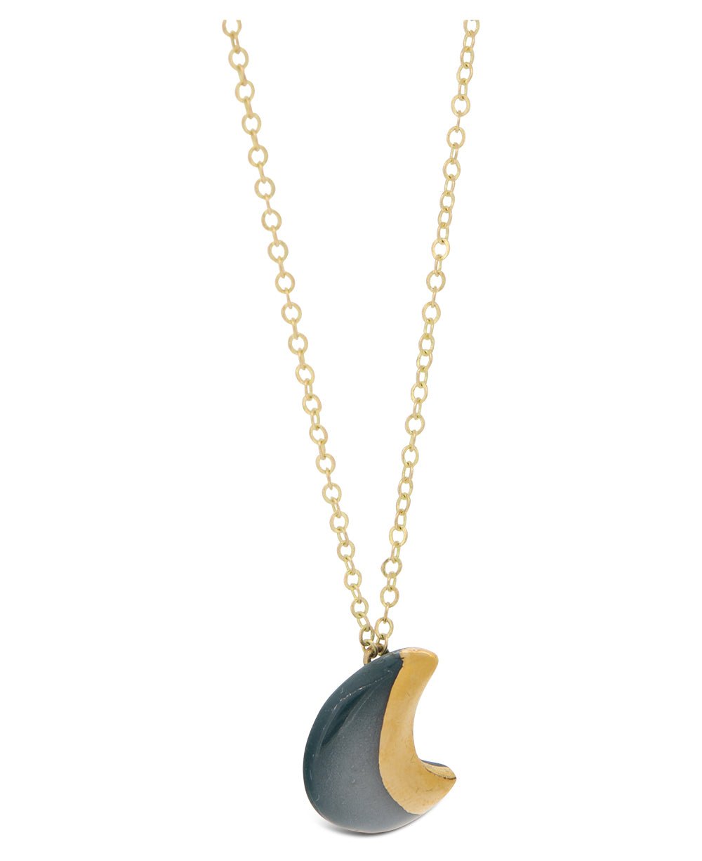 Trust Your Journey Lunar Dainty Porcelain Necklace - Necklaces Midnight