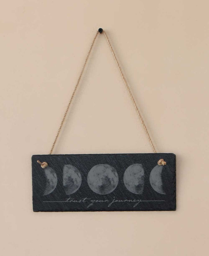 Trust Your Journey Moon Phase Slate Wall Hanging - Posters, Prints, & Visual Artwork