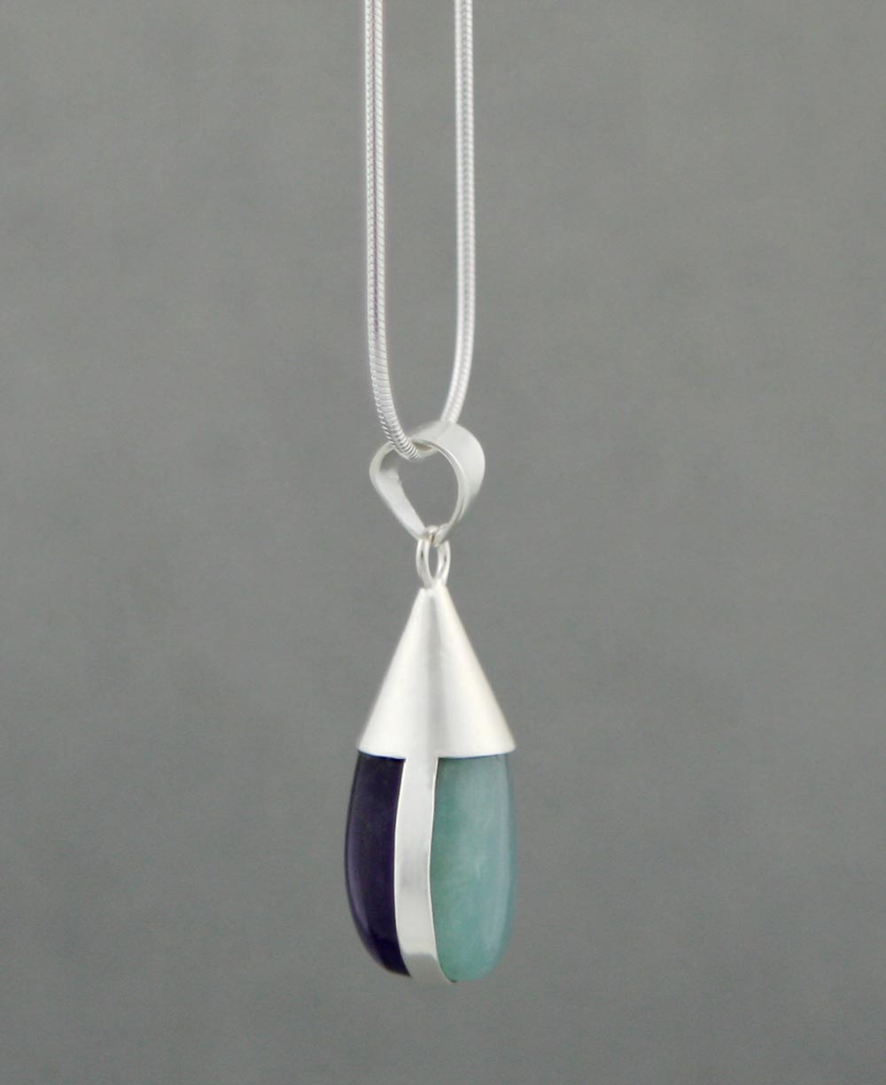 Truth and Tranquility Gemstone Pendant, Amazonite and Amethyst -