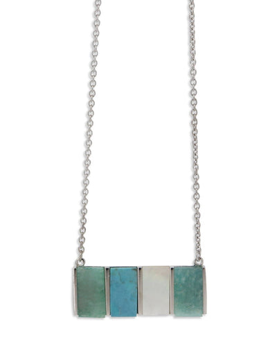 Turquoise and Amazonite Serenity and Calm Sterling Necklace - Necklaces
