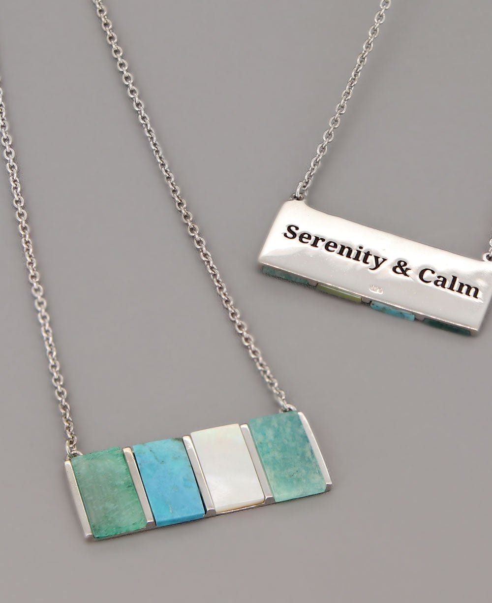 Turquoise and Amazonite Serenity and Calm Sterling Necklace - Necklaces