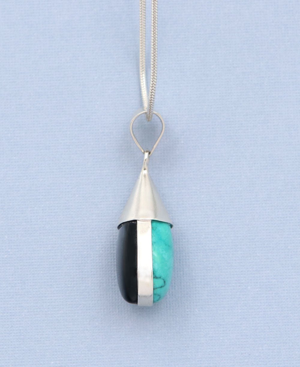 Turquoise and Onyx Gemstone Protection Pendant - Charms & Pendants