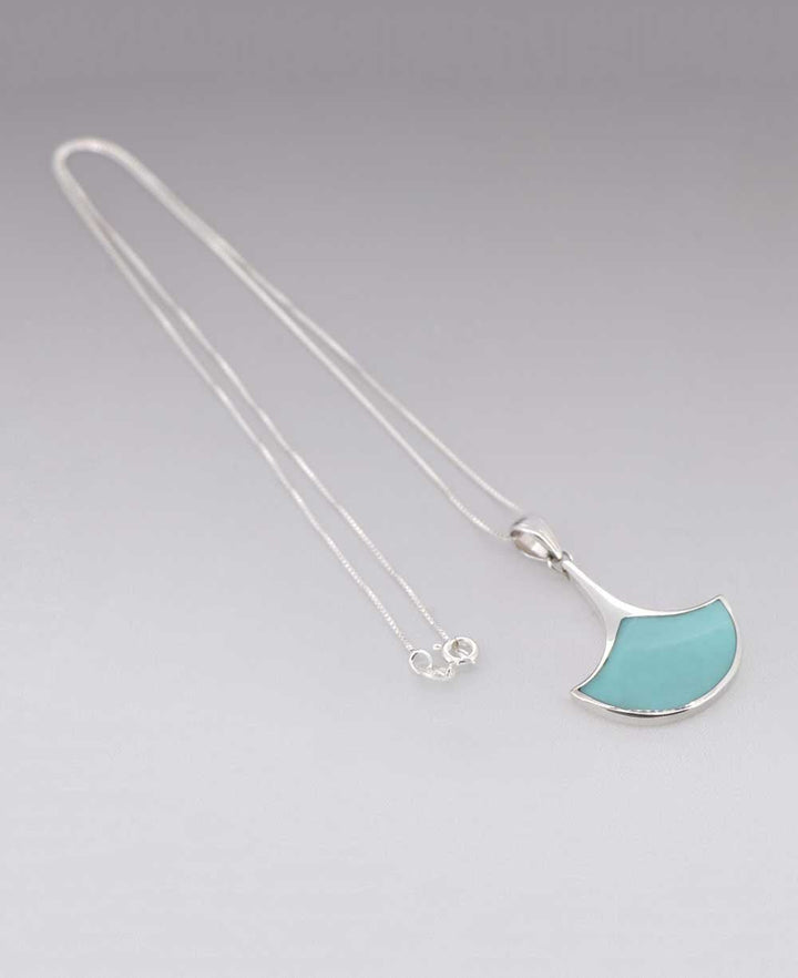 Turquoise Fan Sterling Silver Necklace - Necklaces