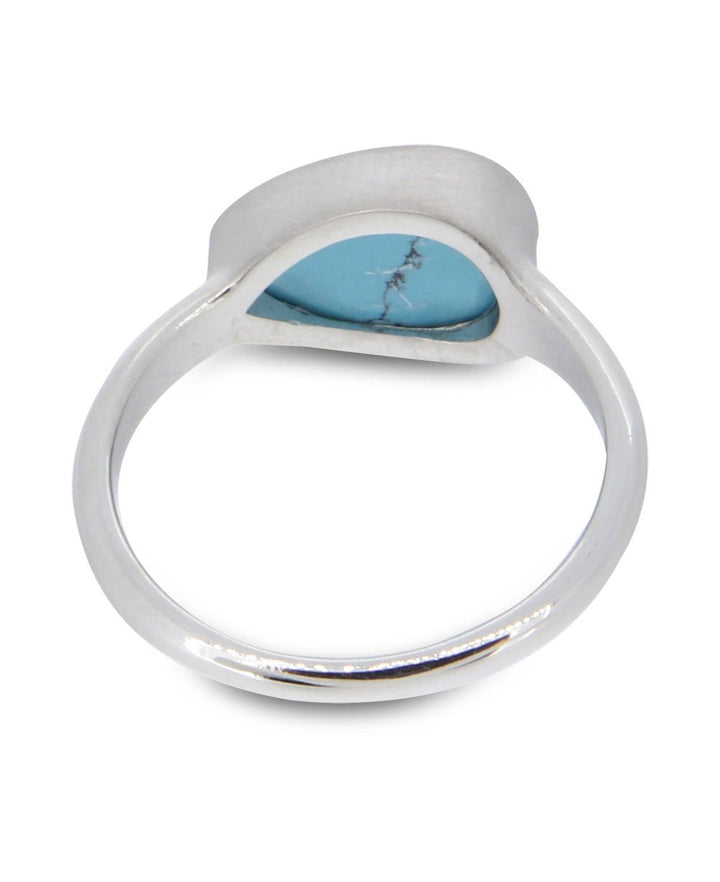 Turquoise Teardrop Shaped Gemstone Sterling Ring - Rings Size 6