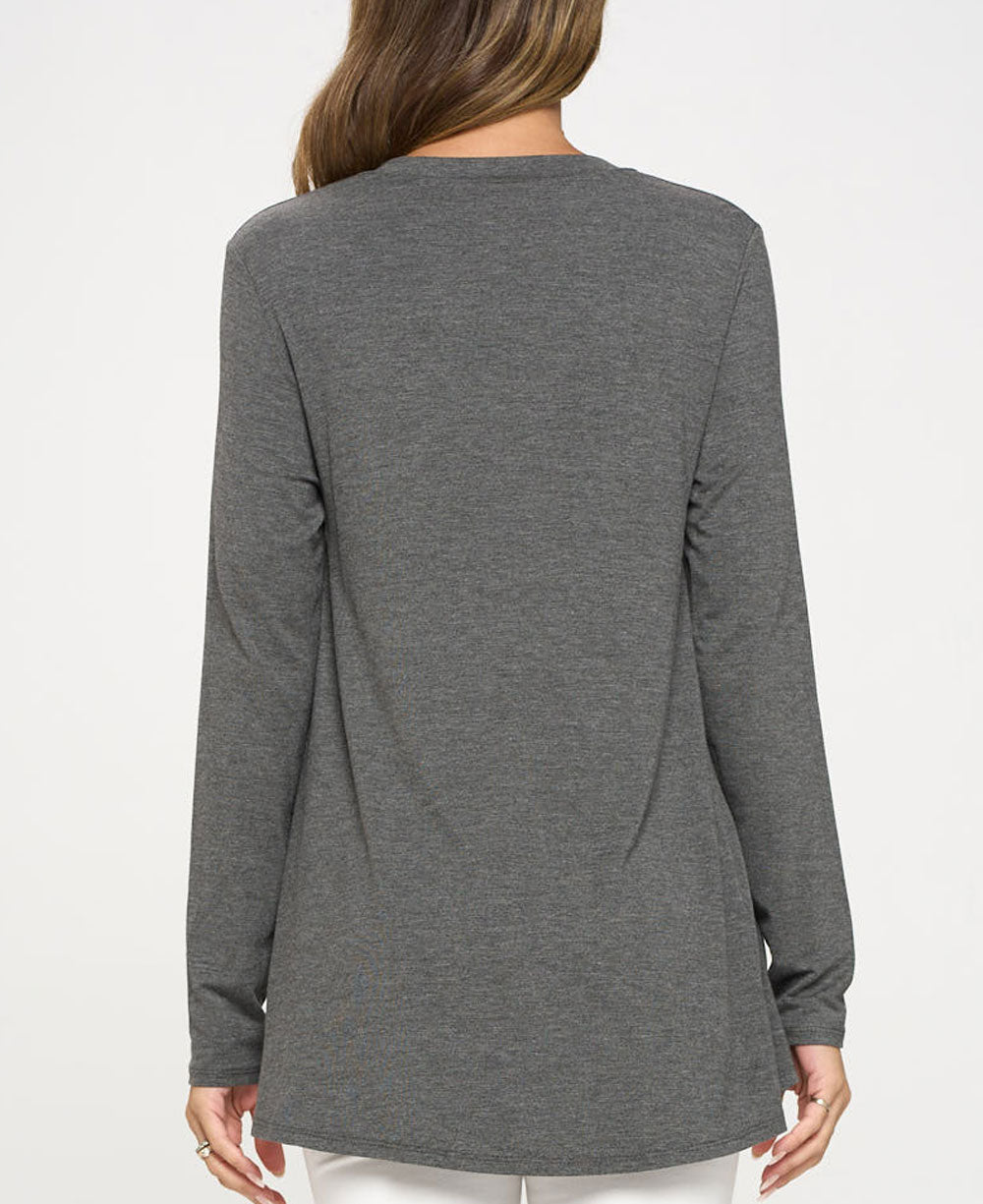 Unalome Lotus Grey Tunic Top - Shirts & Tops S