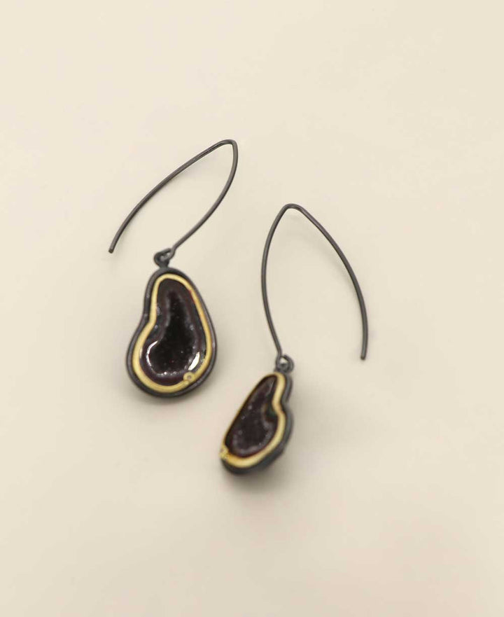 Unique Agate Geode Threader Earrings - Earrings