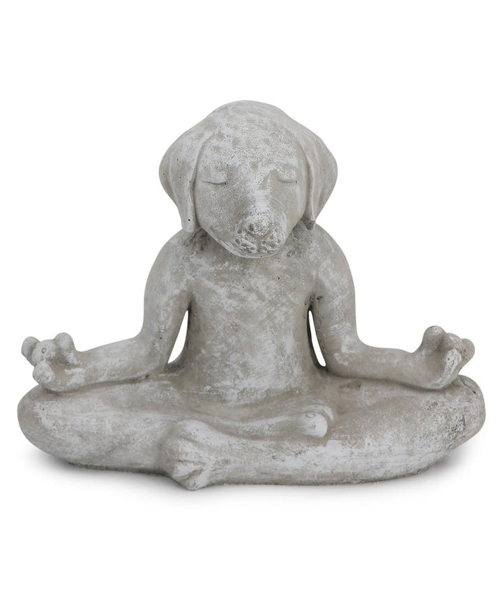 USA Made Cast Stone Meditating Zen Dog Garden Statue - Sculptures & Statues
