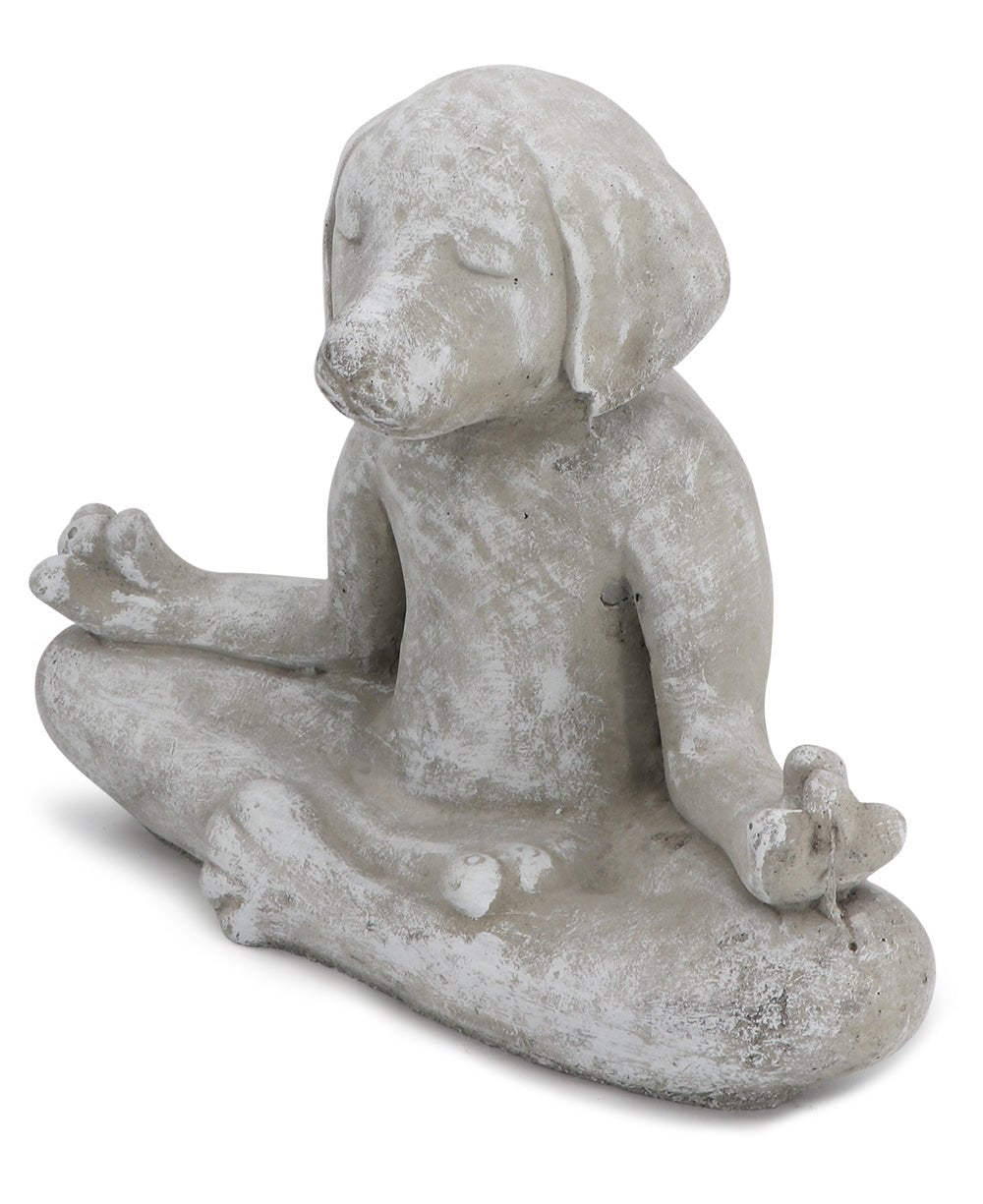 USA Made Cast Stone Meditating Zen Dog Garden Statue - Sculptures & Statues