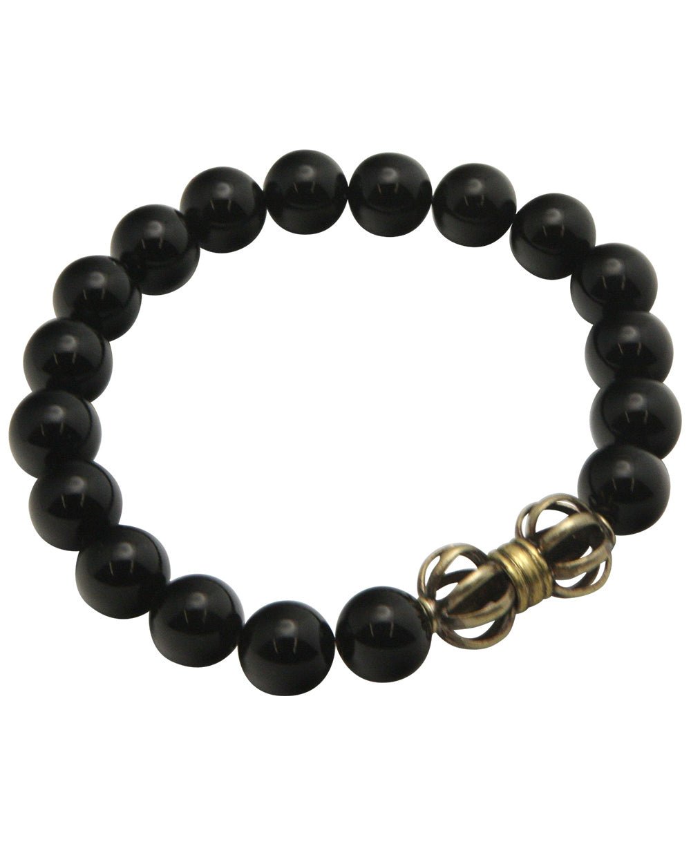 Vajra Black Onyx Stretchy Men's Bracelet - Bracelets