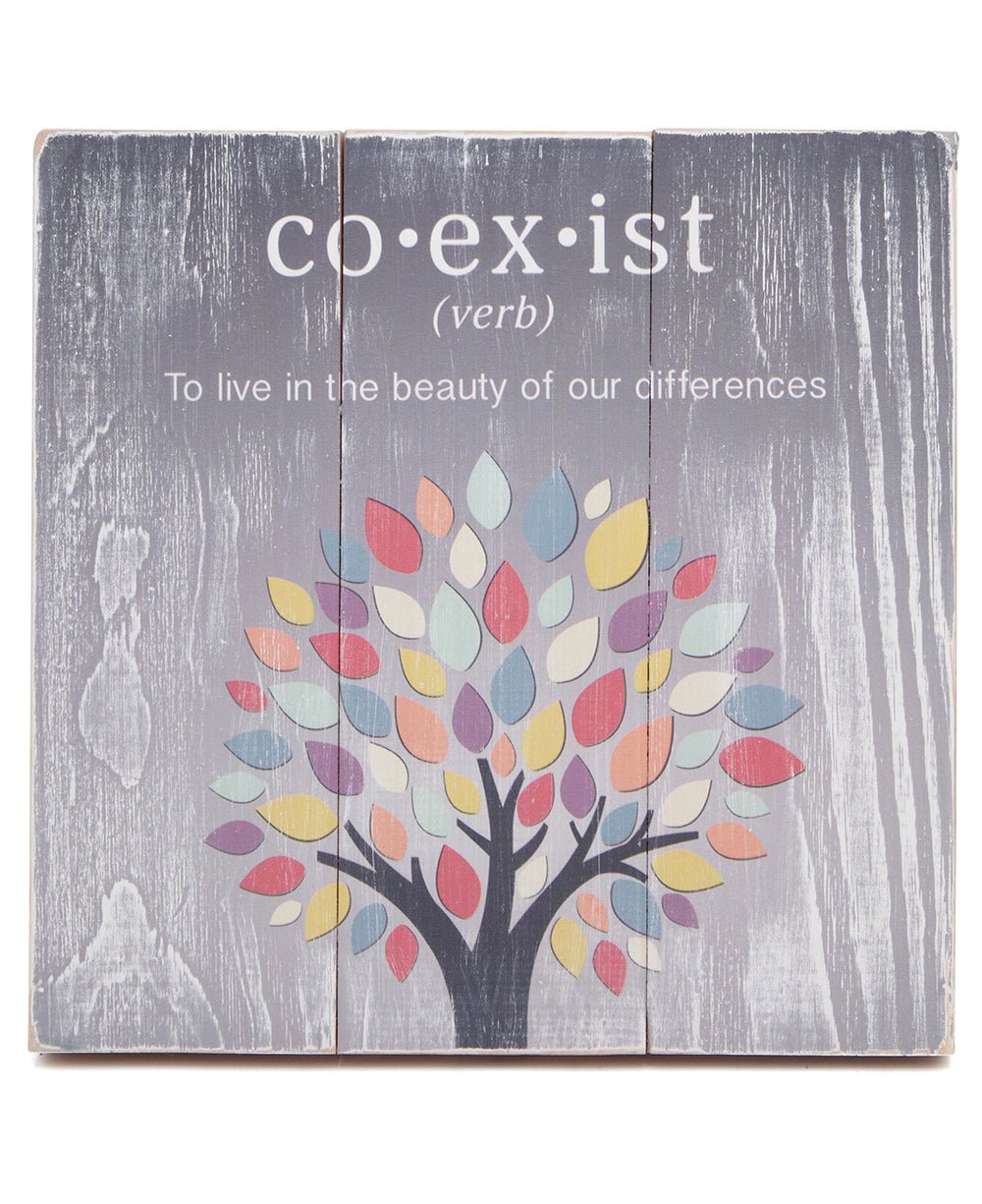 Vintage Style Coexist Wall Hanging with Tree of Life, USA -