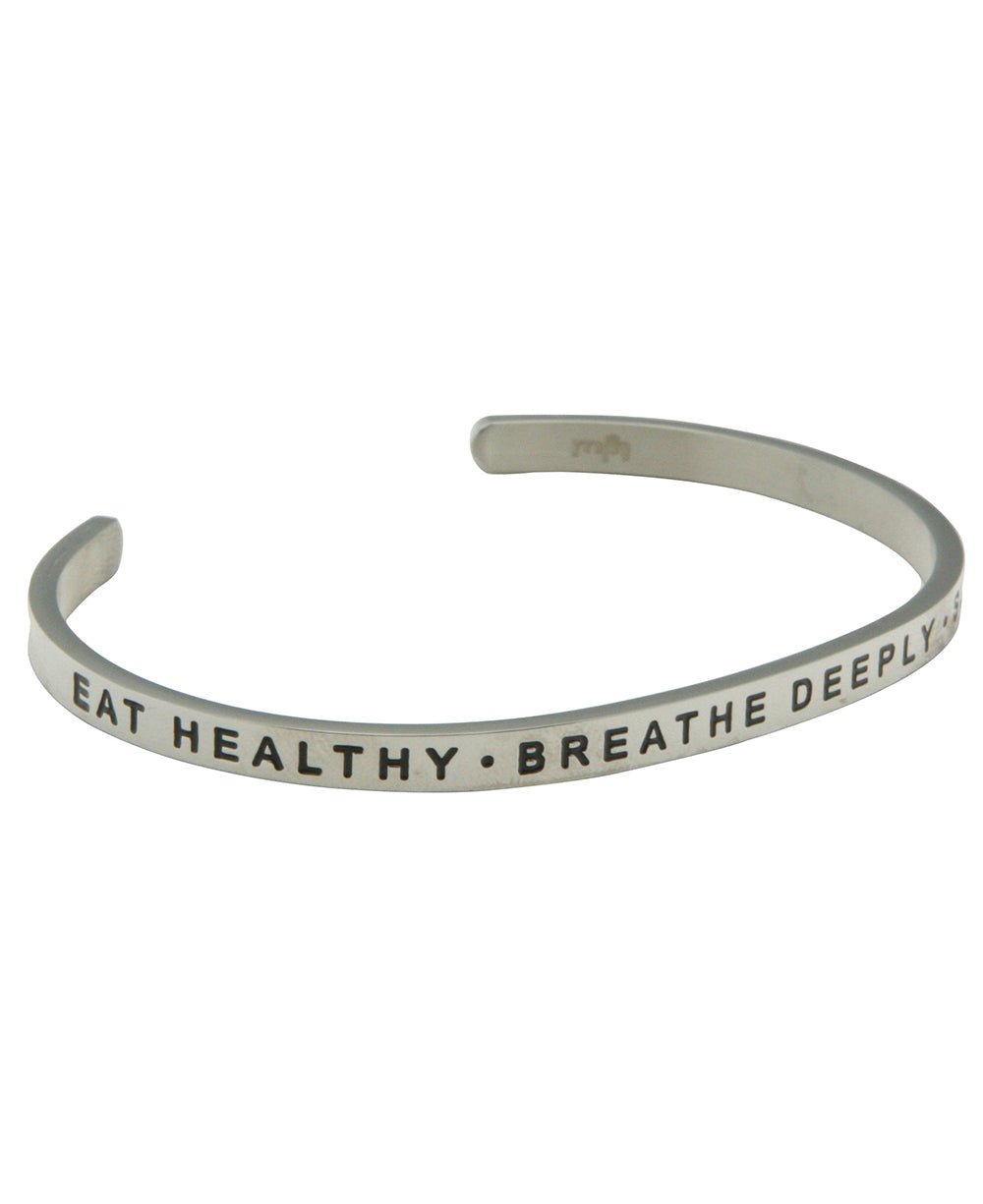 Wellness Cuff Bracelet: Eat Healthy, Breathe Deeply, Sleep Well - Bracelets