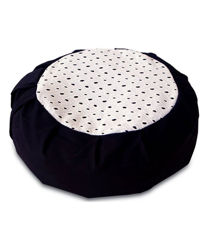 White Eyelet with Black Base Zafu Meditation Cushion - Massage Cushions