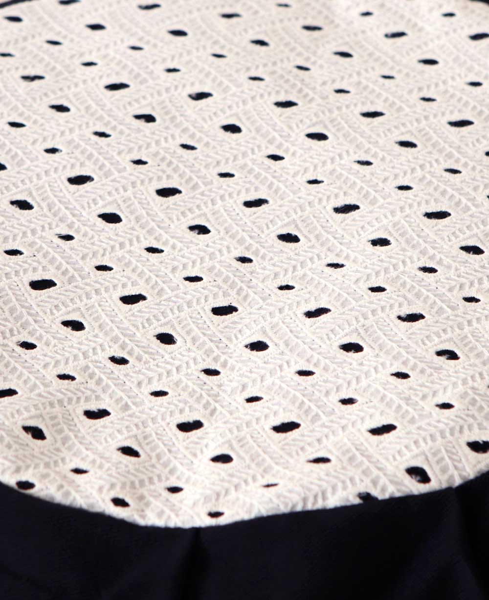 White Eyelet with Black Base Zafu Meditation Cushion - Massage Cushions