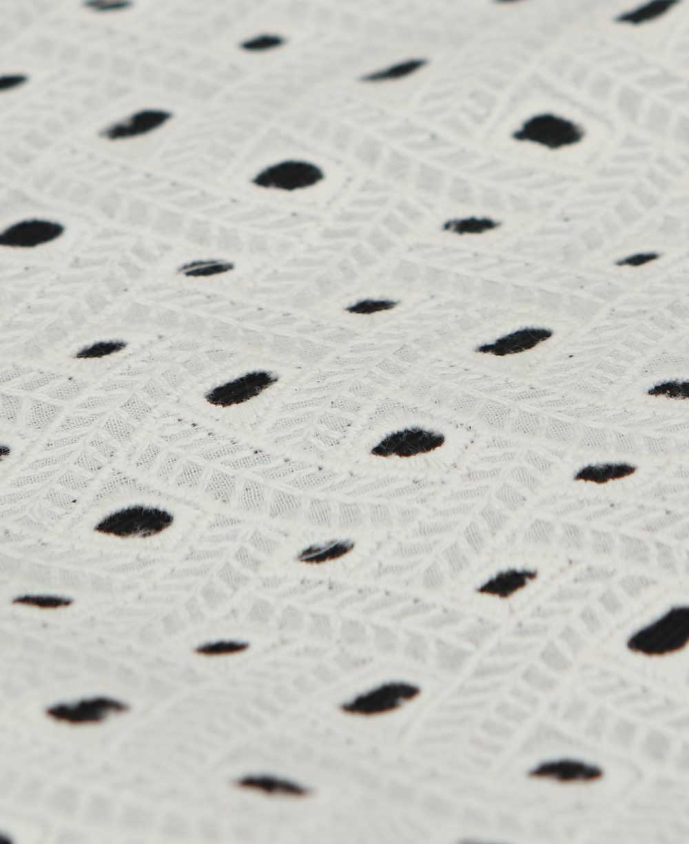 White Eyelet with Black Base Zafu Meditation Cushion - Massage Cushions