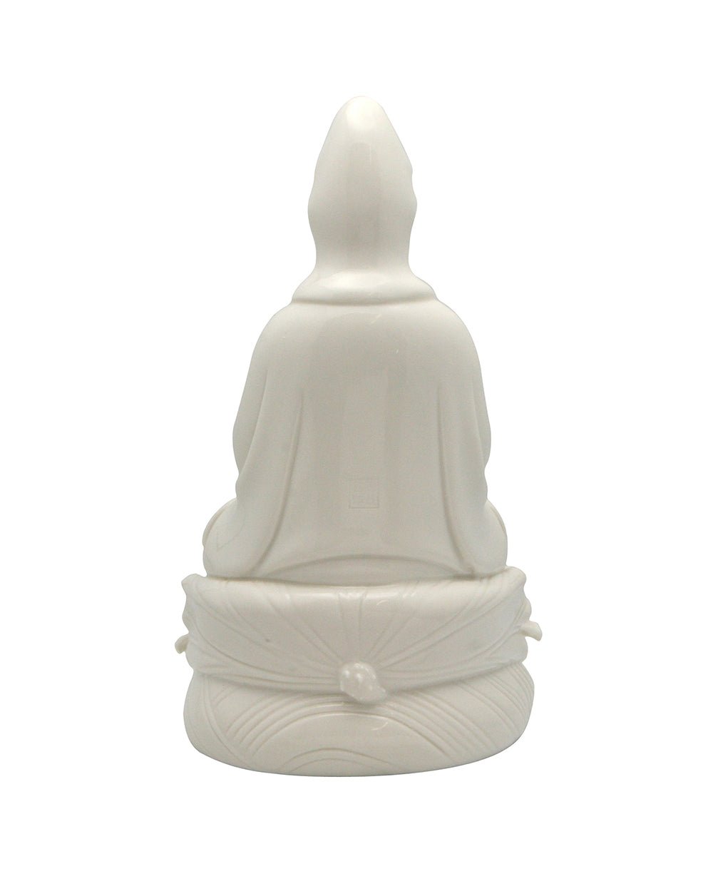 White Porcelain Praying Kuan Yin Statue, 10 Inches - Sculptures & Statues